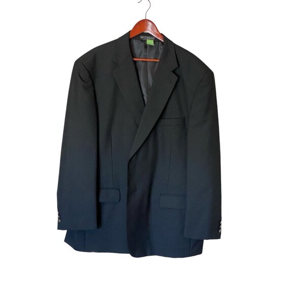 Cross & Winsor Black Blazer Men's 50R Single Breasted 2 Button Regiment Brass